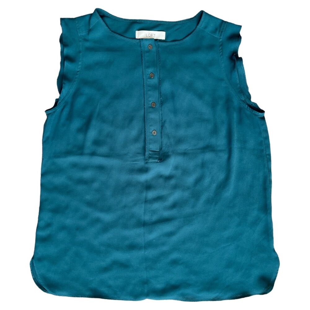 Ann Taylor Loft Green Boat Neck Sleeveless Top, M